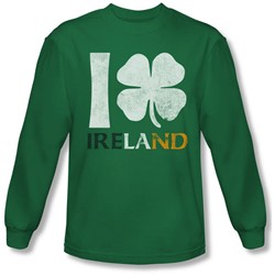 I Love Ireland - Mens Longsleeve T-Shirt In Kelly Green