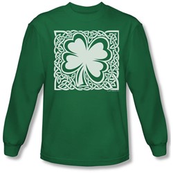 Celtic Clover - Mens Longsleeve T-Shirt In Kelly Green