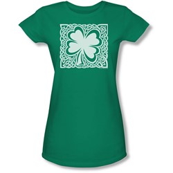 Celtic Clover - Juniors Sheer T-Shirt In Kelly Green
