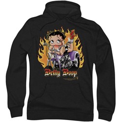 Betty Boop - Mens Biker Flames Boop Hoodie