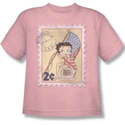 Betty Boop - Vintage Stamp Big Boys T-Shirt In Pink