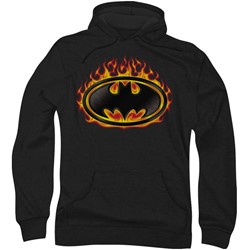 Batman - Mens Bat Flames Shield Hoodie