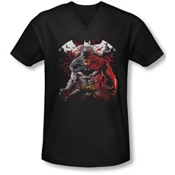 Batman - Mens Raging Bat V-Neck T-Shirt