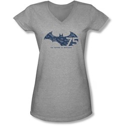 Batman - Juniors 75 Year Collage V-Neck T-Shirt