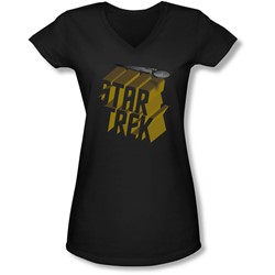 Star Trek - Juniors 3D Logo V-Neck T-Shirt