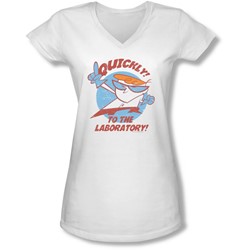 Dexter's Laboratory - Juniors Quickly V-Neck T-Shirt