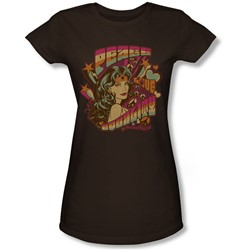 Wonder Woman Peace Juniors S/S T-shirt in Coffee by DC Comics