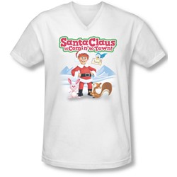 Santa Claus Is Comin To Town - Mens Animal Friends V-Neck T-Shirt