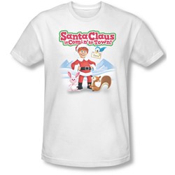 Santa Claus Is Comin To Town - Mens Animal Friends Slim Fit T-Shirt