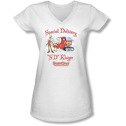 Santa Claus Is Comin To Town - Juniors Kluger V-Neck T-Shirt