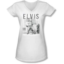 Elvis Presley - Juniors With The Band V-Neck T-Shirt