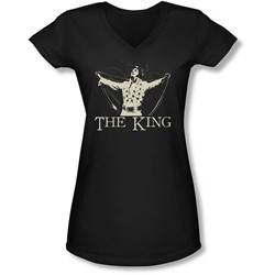 Elvis Presley - Juniors Ornate King V-Neck T-Shirt