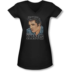 Elvis Presley - Juniors Graphic King V-Neck T-Shirt