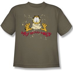 Garfield - Way Beyond Help Big Boys T-Shirt In Safari Green