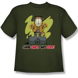 Garfield - Candy Good Big Boys T-Shirt In Military Green