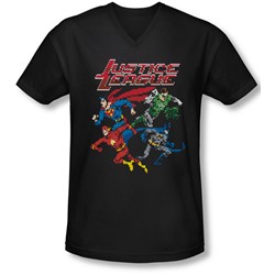 Justice League, The - Mens Pixel League V-Neck T-Shirt