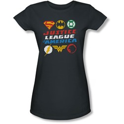 Justice League, The - Juniors Pixel Logos Sheer T-Shirt
