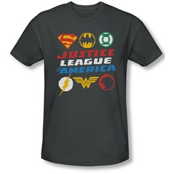 Justice League, The - Mens Pixel Logos Slim Fit T-Shirt