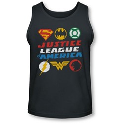 Justice League, The - Mens Pixel Logos Tank-Top