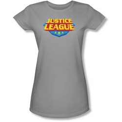 Justice League, The - Juniors 8 Bit Logo Sheer T-Shirt