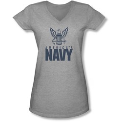 Navy - Juniors Eagle Logo V-Neck T-Shirt