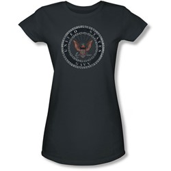 Navy - Juniors Rough Emblem Sheer T-Shirt