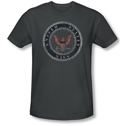 Navy - Mens Rough Emblem Slim Fit T-Shirt
