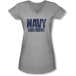 Navy - Juniors Girlfriend V-Neck T-Shirt