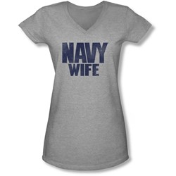 Navy - Juniors Wife V-Neck T-Shirt