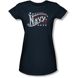 Navy - Juniors Stars Sheer T-Shirt