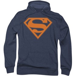 Superman - Mens Navy & Orange Shield Hoodie