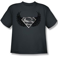 Superman - Dirty Wings Big Boys T-Shirt In Charcoal