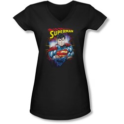 Superman - Juniors Glam V-Neck T-Shirt