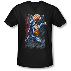 Superman - Mens Faster Than V-Neck T-Shirt
