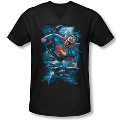 Superman - Mens Stormy Flight V-Neck T-Shirt
