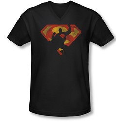 Superman - Mens S Shield Knockout V-Neck T-Shirt