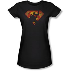 Superman - Juniors S Shield Knockout Sheer T-Shirt