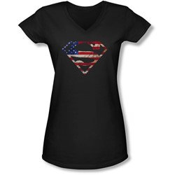 Superman - Juniors Super Patriot V-Neck T-Shirt