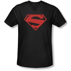 Superman - Mens 52 Red Block V-Neck T-Shirt