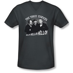 Three Stooges - Mens Hello Again V-Neck T-Shirt