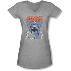 Jaws - Juniors Comic Splash V-Neck T-Shirt