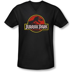 Jurassic Park - Mens Classic Logo V-Neck T-Shirt
