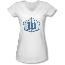 White Castle - Juniors Monogram V-Neck T-Shirt