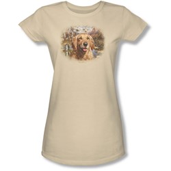 Wildlife - Juniors Golden Retriever Head  Sheer T-Shirt
