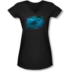 Wildlife - Juniors Pursuit Thru The Kelp Orca  V-Neck T-Shirt