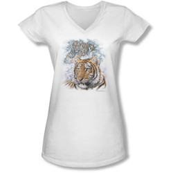 Wildlife - Juniors Tigers  V-Neck T-Shirt