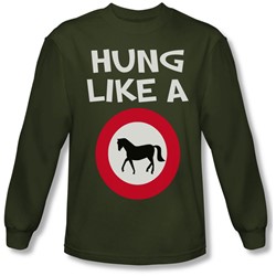 Funny Tees - Mens Hung Like A Horse Longsleeve T-Shirt