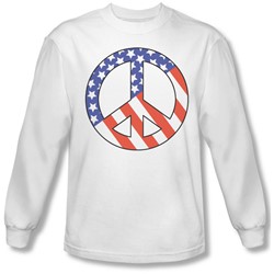 Funny Tees - Mens Patriot Peace Longsleeve T-Shirt