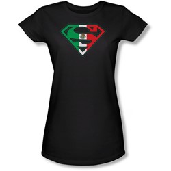 Superman - Mexican Shield Juniors T-Shirt In Black