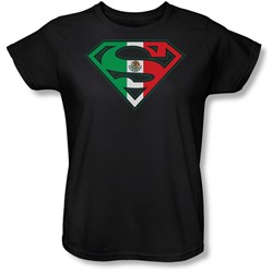 Superman - Mexican Shield Womens T-Shirt In Black